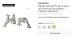 Dxv American Standard Deck Mount Tub Filler W/ Hand Shower D35102940.144 Nickel. Fixed Price $274.99.