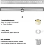 Dreamdrain Stainless Steel Linear Shower Square Pattern 36 X 2.75 Easy. Fixed Price $11.00.