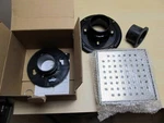 Shower Drain Kit Square, 6 Inch, Cover, Base, Hair Filter By Modbath, Adjustable. Fixed Price $35.88.