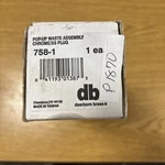 Dearborn Brass 758-1 Pop-up Drain 1-1/4" Polished Chrome Assembly. Fixed Price $14.26.