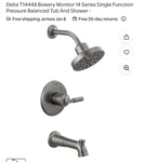 Delta Bowery Monitor Series T14448-KS Tub And Shower Black Stainless. Fixed Price $125.30.