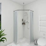 Naiture Stainless Steel Neo-angle Double Shower Curtain Rod With Ceiling Support. Fixed Price $199.99.