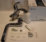 Delta 22C551 1-HANDLE Centerset Faucet W/offset Grid Drain Assembly Chrome. Fixed Price $123.49.