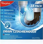 Vacplus Drain Clog Remover 18-PACK Powerful Sink Cleaner & Deodorizer. Fixed Price $18.99.