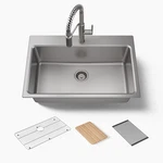 Kohler Provo 33" Dual Mount Single-bowl Workstation Kitchen Sink Stainless. Fixed Price $229.99.