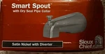 Sioux Chief Bathtub Smart Spout W Dry Seal Pipe Collar Satin Nickel Diverter. Fixed Price $16.37.
