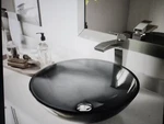 Vigo Giovanni Sheer Black Glass 17" X W 6" Round Vessel Bathroom Sink. Fixed Price $95.00.