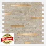 Kasaro Peel & Stick Marble Backsplash Tile - 10 Sheets, Stone Beige. Fixed Price $96.54.