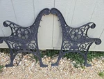 1800S Antique Victorian Cast Iron Garden Park Bench Floral Fleur Ornate Black. Fixed Price $269.99.