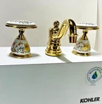 Kohler Luxury Rare New K-280-9B-AU Faucet And English Trellis Design Ceramic Set. Fixed Price $1399.00.