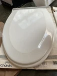 Church Seat- White Molded Wood- Chrome Hinges 585CP. Fixed Price $42.00.
