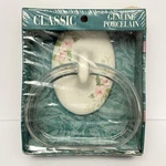 Lenape Porcelain Towel Holder Acrylic Ring White Pink Floral Blossoms Vintage. Fixed Price $38.49.