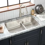 Mirabelle 34" Double Bowl Kitchen Sink Stainless Undermount. Fixed Price $299.00.