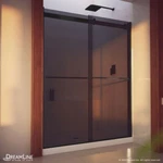 Essence-h 56-60" Frameless Smoke Gray Glass Bypass Shower Door Satin Black. Fixed Price $819.99.