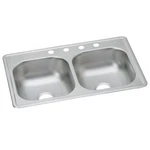 Elkay DSE233194 Dayton Drop-in Stainless Steel 33" 4-HOLE Double Bowl Sink. Fixed Price $290.19.