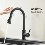 Automatic Touch On Sensor Kitchen Faucet Pull Down Sprayer Black Sink Mixer Tap. Fixed Price $42.99.
