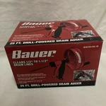 Bauer 25 Ft Drill-powered Drain Auger, Clears 1/2" To Lines Box. Fixed Price $12.00.