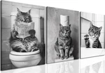 Funny Cat Bathroom Wall Art Set Of 3 - Cute Toilet Decor Prints 16X24 Inch. Fixed Price $94.99.