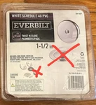 Everbilt Twist N Close Plumber's Pack 1-1/2" White Schedule 40 Pvc Chrome 224587. Fixed Price $15.99.