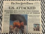 York Times Sept 12 2001 9/11 Attacks Front Page Original Newspaper. Fixed Price $45.00.