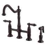 Kingston Brass KS1275ALBS Heritage Bridge Kitchen Faucet With Sprayer. Fixed Price $344.38.