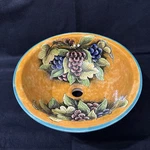 14" Round Sink Mexican Handmade Ceramic Bathroom Basin, Grapes Vineyard. Fixed Price $85.00.