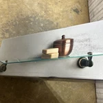 New Moen Banbury Wall-mount Clear Glass Shelf Mediterranean Bronze Y2690BRB. Fixed Price $35.00.