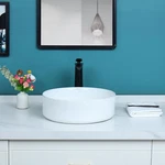 Davivy 16" Round Vessel With Pop Up Drain Ceramic Bathroom Sinks. Fixed Price $66.99.