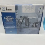 Home Impressions Two Handle Brushed Nickel Bathroom Faucet Pop-up Drain 404228. Fixed Price $62.50.