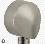 Hansgrohe Terrano Wall Outlet 27458823 Brushed Nickel Round Handheld Shower. Fixed Price $49.99.
