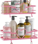 Pink Shower Caddy With 4 Removable Hooks, 2 Pack Sweet Heart Shelves,no. Fixed Price $61.99.