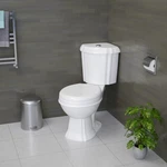Renovators Supply Sheffield Corner 2-PIECE Round White Toilet, Slow Close Seat. Fixed Price $549.99.