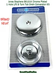 Tub Drain Conversion Kit Jones Stephens Chrome Plated Hole Lift &turn B51019. Fixed Price $12.74.