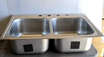 Elkay Parkway 33" X 22" Stainless Drop-in 4-HOLE Double Bowl Sink-for Parts Only. Fixed Price $25.00.