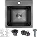 15X15X9IN Drop Bar Sink, Kitchen Topmount Prep 18 Gauge Stainless Steel. Fixed Price $114.74.