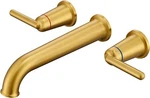 Wall Mount Tub Filler Long Spout Reach 2-HANDLE Solid Brass Bath Faucet Set Gold. Fixed Price $126.47.