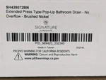 Signature Hardware Extended Press Type Popup Bathroom Drain Brush. Nickel 432997. Fixed Price $45.00.