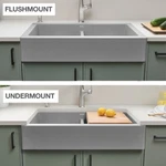 Blanco Vintera 33"X19 Apron-front Double Bowl Kitchen Sink, Concrete Grey 526555. Fixed Price $630.00.