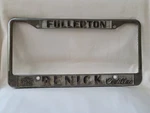 Vintage Renick Cadillac Fullerton California Metal License Plate Frame 9223. Fixed Price $39.99.