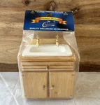 Miniature Dollhouse Wood Bathroom Vanity With White Sink By Classics.. Fixed Price $24.99.