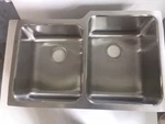 New Elkay Lustertone Undermount Double Bowl Stainless Steel Sink, ELUH3120L. Fixed Price $285.00.