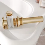Renovators Supply Pop-up Sink Drain With Overflow Brass Gold For Bathroom. Fixed Price $54.99.