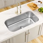 32" Classic Pro Undermount Kitchen Sink, Single Bowl Stainless Steel. Fixed Price $139.49.