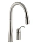 Kohler Simplice K-647-VS Vibrant Stainless Steel Pulldown Lever Kitchen Faucet. Fixed Price $381.00.
