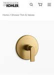 Kohler Shower Valve Antique Brass. Fixed Price $250.00.