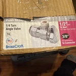 Brasscraft Push To Connect 1/4 Turn Angle Valve 1/2 In Wall Nom 3/8 Od. Fixed Price $90.00.