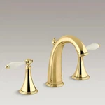 Kohler Finial Traditional Brass Widespread Bathroom Sink Faucet Lever Handles. Fixed Price $458.00.