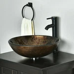 Bathroom Tempered Glass Vessel Sink Counter Pop Up Drain Basin Orb Faucet Bowl. Fixed Price $87.99.
