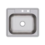 Ada Compliant 25X22 Satin Stainless Steel Drop Single Bowl Kitchen Sink. Fixed Price $167.90.