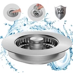 Stainless Steel 3 1 Kitchen Sink Drain Strainer Stopper Basket. Fixed Price $14.99.